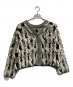 Lallia Muラリア ムー）の古着「jaguard knit cardigan」｜ブラック×アイボリー