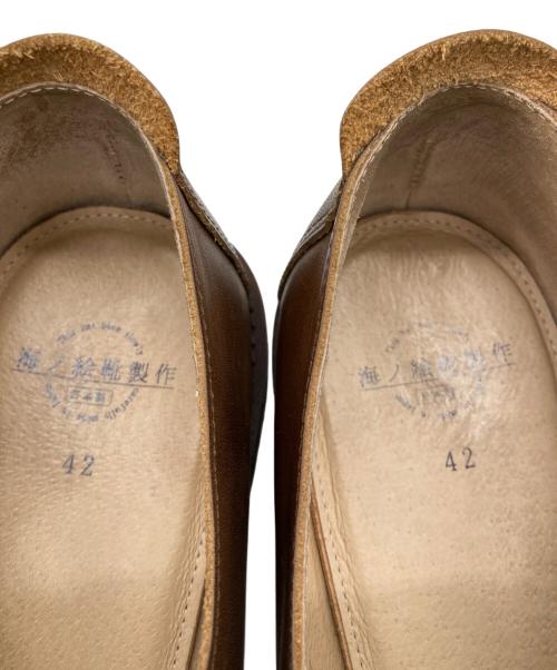 海ノ絵靴製作（ウミノエクツセイサク）海ノ絵靴製作 (ウミノエクツセイサク) スリッポンレザーシューズ ブラウン サイズ:42の古着・服飾アイテム