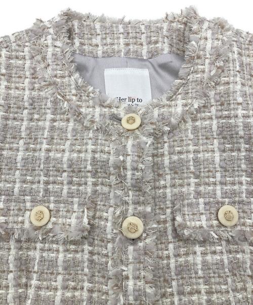 HER LIP TO（ハーリップトゥ）Her lip to (ハーリップトゥ) Grace Tweed Jacket ベージュ サイズ:Mの古着・服飾アイテム