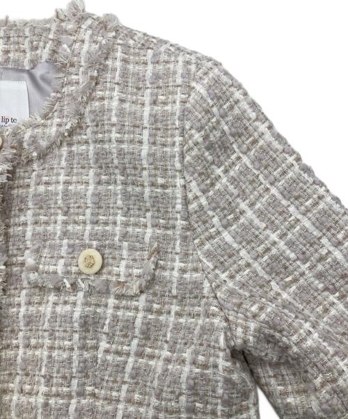 HER LIP TO（ハーリップトゥ）Her lip to (ハーリップトゥ) Grace Tweed Jacket ベージュ サイズ:Mの古着・服飾アイテム