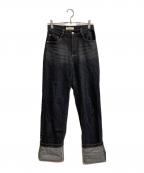 polauraポロ―ラ）の古着「ロールアップストレートデニム」｜ブラック