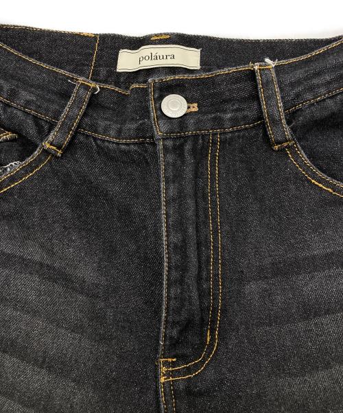 polaura（ポロ―ラ）polaura (ポロ―ラ) ロールアップストレートデニム ブラック サイズ:Mの古着・服飾アイテム