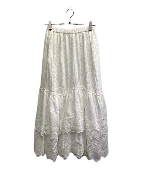 acka（エーシーケーエー）acka (エーシーケーエー) ロングスカート ホワイト サイズ:M 未使用品の古着・服飾アイテム