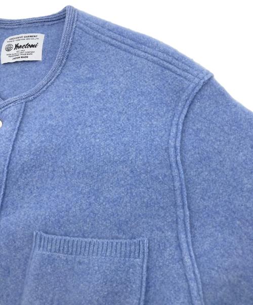 Yonetomi NEW BASIC（ヨネトミニューベーシック）Yonetomi NEW BASIC (ヨネトミニューベーシック) ウール フェルト ニット ジャケット ブルー サイズ:Sの古着・服飾アイテム