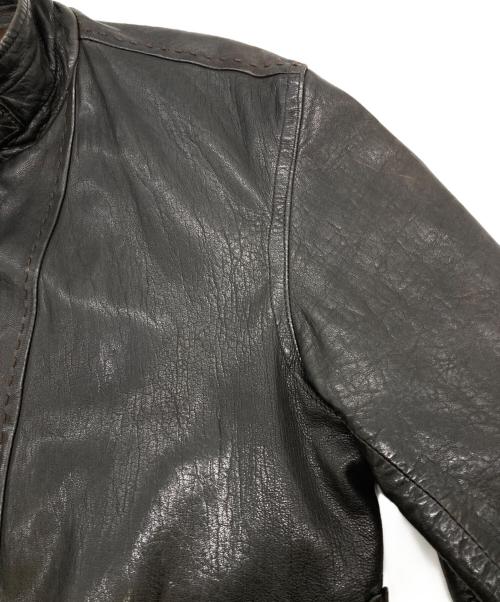 MEN'S TENORAS（メンズティラノス）MEN'S TENORAS (メンズティラノス) ラムレザーステッチジャケット ブラウン サイズ:表記無の古着・服飾アイテム