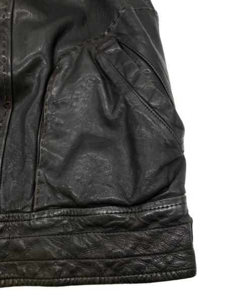 MEN'S TENORAS（メンズティラノス）MEN'S TENORAS (メンズティラノス) ラムレザーステッチジャケット ブラウン サイズ:表記無の古着・服飾アイテム