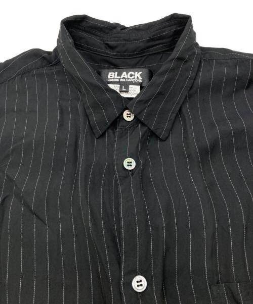 BLACK COMME des GARCONS（ブラックコムデギャルソン）BLACK COMME des GARCONS (ブラックコムデギャルソン) ストライプシャツ ブラック サイズ:Lの古着・服飾アイテム