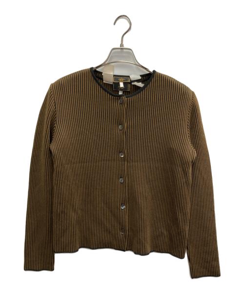FENDI（フェンディ）FENDI (フェンディ) アンサンブル リブニットカーディガン ブラウン×ブラック サイズ:44の古着・服飾アイテム