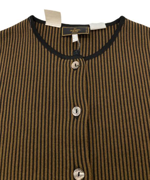 FENDI（フェンディ）FENDI (フェンディ) アンサンブル リブニットカーディガン ブラウン×ブラック サイズ:44の古着・服飾アイテム