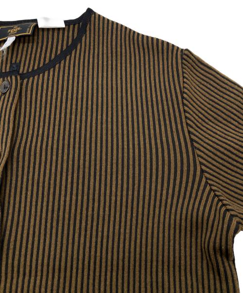 FENDI（フェンディ）FENDI (フェンディ) アンサンブル リブニットカーディガン ブラウン×ブラック サイズ:44の古着・服飾アイテム