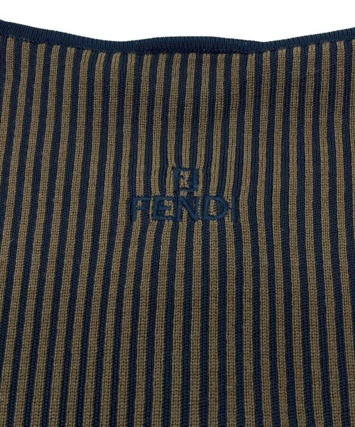 FENDI（フェンディ）FENDI (フェンディ) アンサンブル リブニットカーディガン ブラウン×ブラック サイズ:44の古着・服飾アイテム