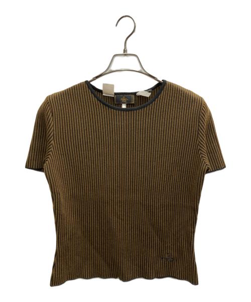 FENDI（フェンディ）FENDI (フェンディ) アンサンブル リブニットカーディガン ブラウン×ブラック サイズ:44の古着・服飾アイテム