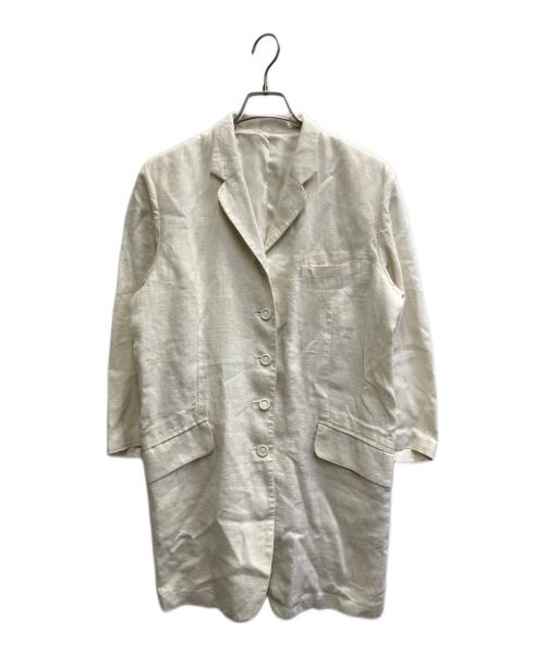 ISSEY MIYAKE（イッセイミヤケ）ISSEY MIYAKE (イッセイミヤケ) リネンハーフコート ホワイト サイズ:9の古着・服飾アイテム