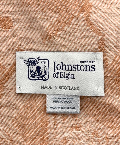 JOHNSTONS OF ELGIN（ジョンストンズオブエルガン）JOHNSTONS OF ELGIN (ジョンストンズオブエルガン) 総柄メリノウールショール オレンジの古着・服飾アイテム