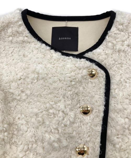 anuans（アニュアンス）anuans (アニュアンス) 25AW ECOPELパイピングボアジャケット ホワイト サイズ:2の古着・服飾アイテム