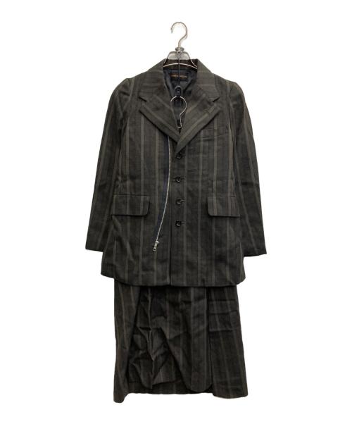 COMME des GARCONS（コムデギャルソン）COMME des GARCONS (コムデギャルソン) 00AW ウールストライプ セットアップ ブラウン サイズ:Sの古着・服飾アイテム