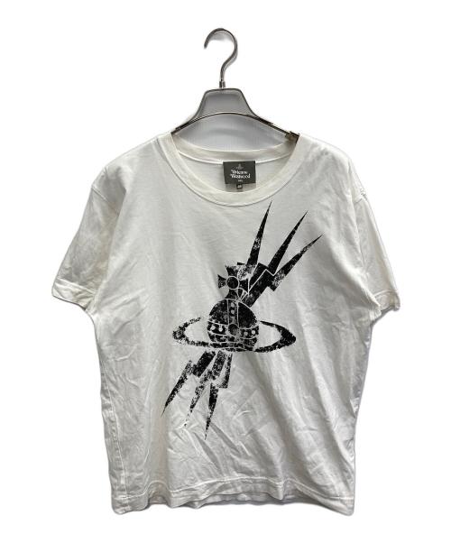 Vivienne Westwood man（ヴィヴィアン ウェストウッド マン）Vivienne Westwood man (ヴィヴィアン ウェストウッド マン) “LIGHTING BOLTS” ビッグ Tシャツ ホワイト サイズ:48の古着・服飾アイテム
