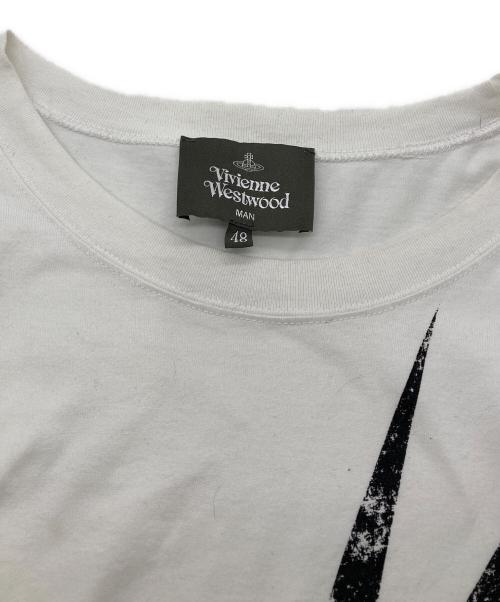 Vivienne Westwood man（ヴィヴィアン ウェストウッド マン）Vivienne Westwood man (ヴィヴィアン ウェストウッド マン) “LIGHTING BOLTS” ビッグ Tシャツ ホワイト サイズ:48の古着・服飾アイテム
