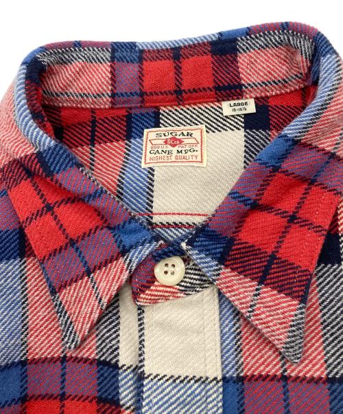 SUGAR CANE（シュガーケーン）SUGAR CANE (シュガーケーン) TWILL CHECK L/S WORK SHIRT レッド サイズ:Lの古着・服飾アイテム