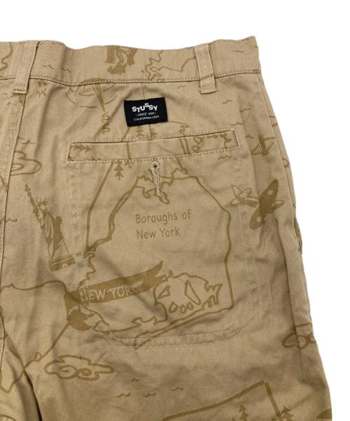 stussy（ステューシー）stussy (ステューシー) 00ｓ 地図柄ハーフパンツ ベージュ サイズ:28の古着・服飾アイテム