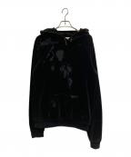 Saint Laurent Parisサンローランパリ）の古着「ベルベット素材・ダメージ加工パーカー」｜ブラック