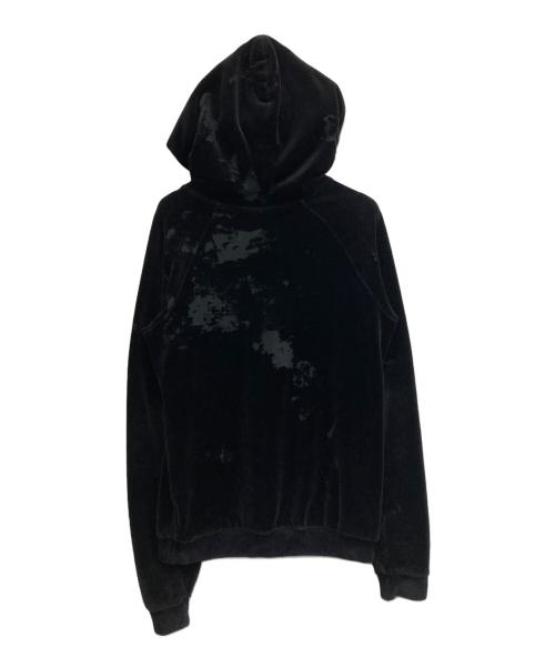 Saint Laurent Paris（サンローランパリ）Saint Laurent Paris (サンローランパリ) ベルベット素材・ダメージ加工パーカー ブラック サイズ:Mの古着・服飾アイテム