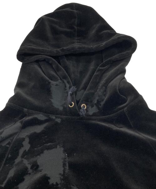 Saint Laurent Paris（サンローランパリ）Saint Laurent Paris (サンローランパリ) ベルベット素材・ダメージ加工パーカー ブラック サイズ:Mの古着・服飾アイテム