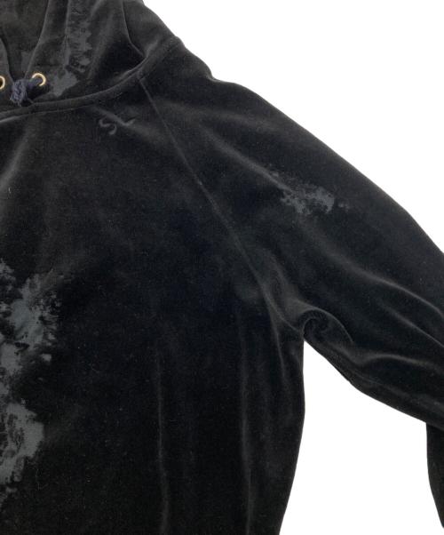 Saint Laurent Paris（サンローランパリ）Saint Laurent Paris (サンローランパリ) ベルベット素材・ダメージ加工パーカー ブラック サイズ:Mの古着・服飾アイテム