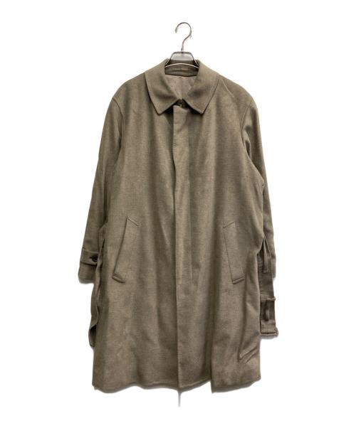 ERMENEGILDO ZEGNA（エルメネジルド・ゼニア）ERMENEGILDO ZEGNA (エルメネジルド・ゼニア) シルク比翼ステンカラーコート ベージュ サイズ:SIZE　52の古着・服飾アイテム