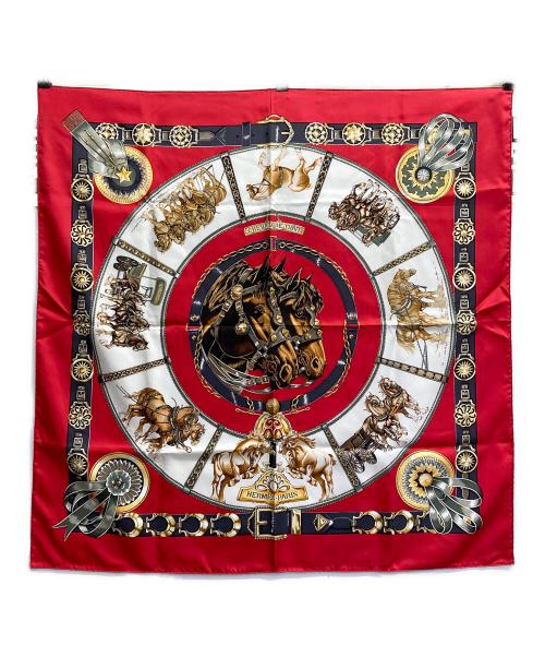 HERMES（エルメス）HERMES (エルメス) CHEVAUX DETRAIT 輓馬/カレ90 レッドの古着・服飾アイテム