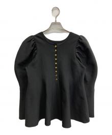 CADUNE（カデュネ）の古着「ペプラム ゴールドボタン トップス」｜ブラック