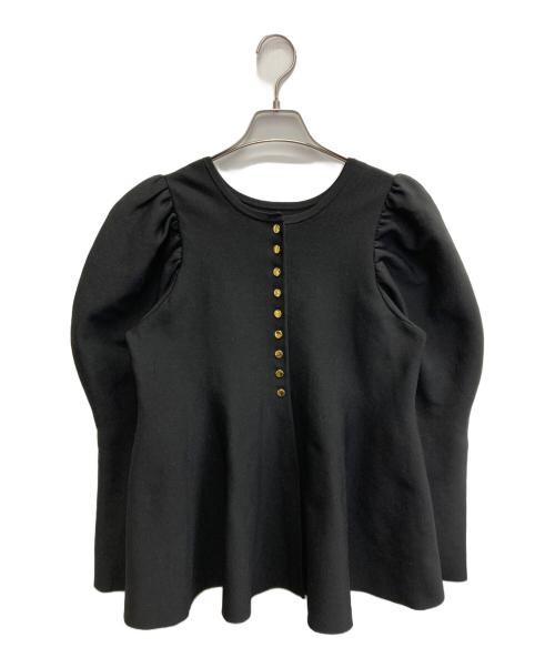 CADUNE（カデュネ）CADUNE (カデュネ) ペプラム ゴールドボタン トップス ブラック サイズ:38の古着・服飾アイテム
