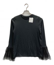 SALON adam et rope'（サロンアダムエロペ）の古着「カフチュールフレアロングTシャツ」｜ブラック