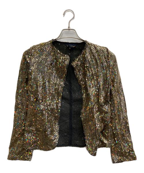 COMME des GARCONS（コムデギャルソン）COMME des GARCONS (コムデギャルソン) 90’Sスパンコール シースルー ノーボタンジャケット ブラウン サイズ:Sの古着・服飾アイテム