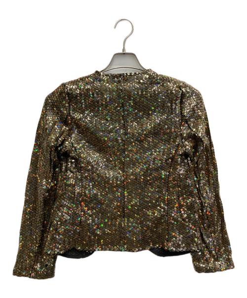 COMME des GARCONS（コムデギャルソン）COMME des GARCONS (コムデギャルソン) 90’Sスパンコール シースルー ノーボタンジャケット ブラウン サイズ:Sの古着・服飾アイテム