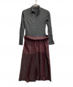 YOHJI YAMAMOTOヨウジヤマモト）の古着「ウール シルク 素材切替ワンピース」｜グレー