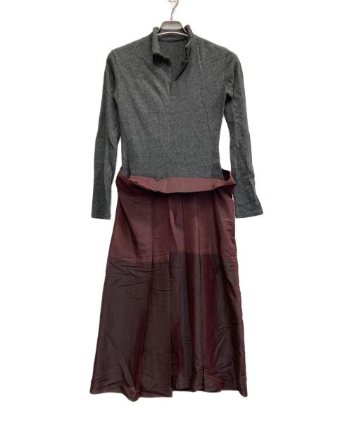 YOHJI YAMAMOTO（ヨウジヤマモト）YOHJI YAMAMOTO (ヨウジヤマモト) ウール シルク 素材切替ワンピース グレー サイズ:Sの古着・服飾アイテム