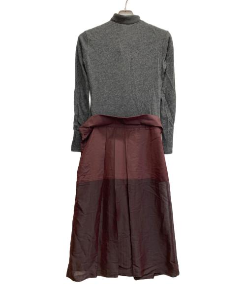 YOHJI YAMAMOTO（ヨウジヤマモト）YOHJI YAMAMOTO (ヨウジヤマモト) ウール シルク 素材切替ワンピース グレー サイズ:Sの古着・服飾アイテム