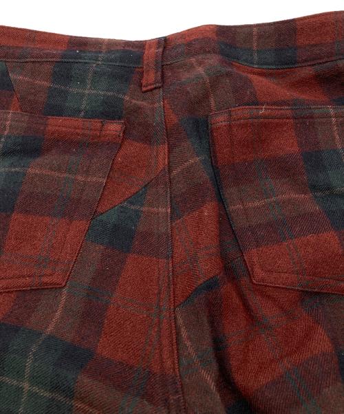 JUNYA WATANABE COMME des GARCONS（(ジュンヤワタナベ コムデギャルソン）JUNYA WATANABE COMME des GARCONS ((ジュンヤワタナベ コムデギャルソン) パッチワークチェックフレアパンツ【 AD2002】 レッド サイズ:Mの古着・服飾アイテム