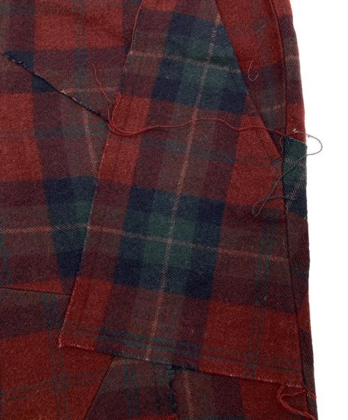 JUNYA WATANABE COMME des GARCONS（(ジュンヤワタナベ コムデギャルソン）JUNYA WATANABE COMME des GARCONS ((ジュンヤワタナベ コムデギャルソン) パッチワークチェックフレアパンツ【 AD2002】 レッド サイズ:Mの古着・服飾アイテム