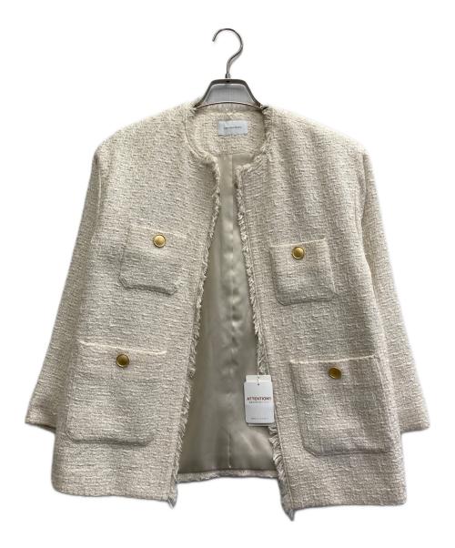 green label relaxing（グリーンレーベルリラクシング）green label relaxing (グリーンレーベルリラクシング) ノーカラーツイードジャケット アイボリー サイズ:36 未使用品の古着・服飾アイテム