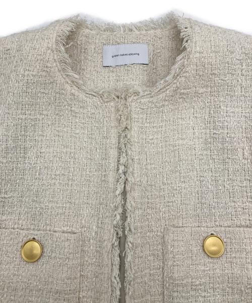 green label relaxing（グリーンレーベルリラクシング）green label relaxing (グリーンレーベルリラクシング) ノーカラーツイードジャケット アイボリー サイズ:36 未使用品の古着・服飾アイテム