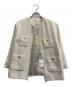 green label relaxing（グリーンレーベルリラクシング）の古着「ノーカラーツイードジャケット」｜アイボリー