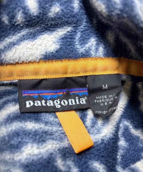 Patagonia（パタゴニア）Patagonia (パタゴニア) 90’S総柄スナップT ネイビー×ホワイト サイズ:Mの古着・服飾アイテム