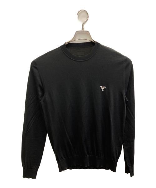 PRADA（プラダ）PRADA (プラダ) スーパーファインウール クルーネックセーター ブラック サイズ:46の古着・服飾アイテム