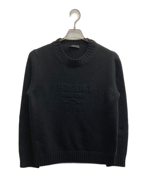 PRADA（プラダ）PRADA (プラダ) ウールxカシミヤ クルーネック セーター ブラック サイズ:48の古着・服飾アイテム