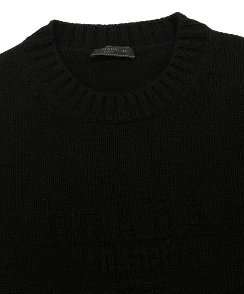 PRADA（プラダ）PRADA (プラダ) ウールxカシミヤ クルーネック セーター ブラック サイズ:48の古着・服飾アイテム