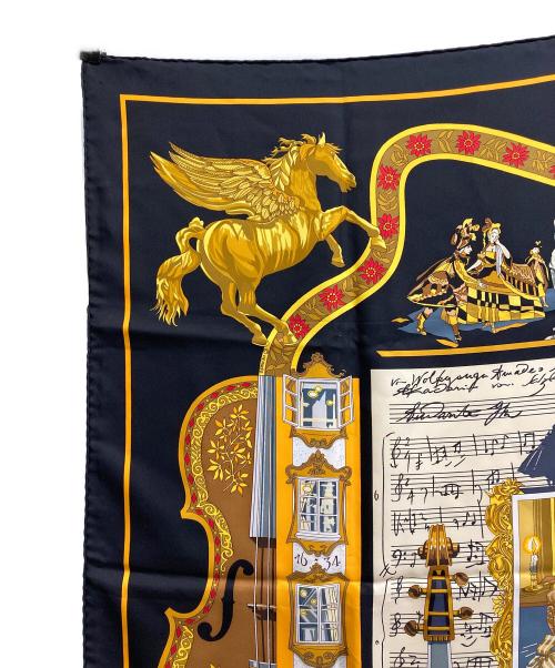 HERMES（エルメス）HERMES (エルメス) カレ90/IN SALZBURG ザルツブルクにて ブラック×イエローの古着・服飾アイテム