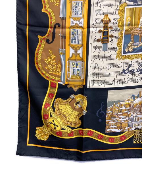 HERMES（エルメス）HERMES (エルメス) カレ90/IN SALZBURG ザルツブルクにて ブラック×イエローの古着・服飾アイテム