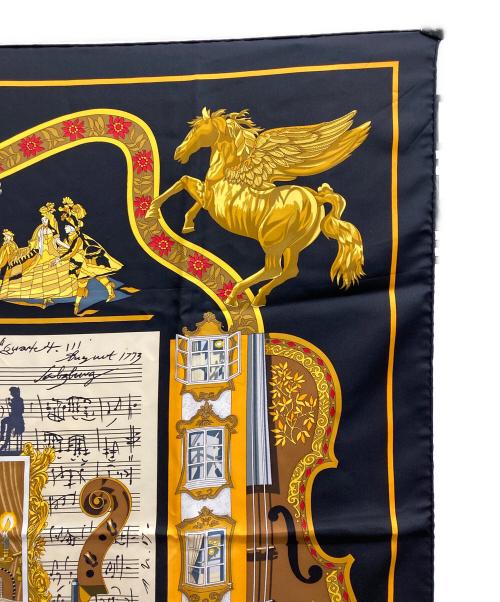 HERMES（エルメス）HERMES (エルメス) カレ90/IN SALZBURG ザルツブルクにて ブラック×イエローの古着・服飾アイテム